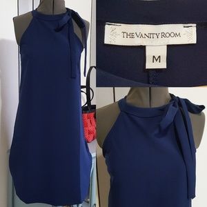 The Vanity Room Navy Blue Tied Halter Bow  dress
